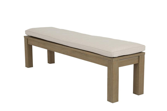 American Home Furniture | Sunset West - Coastal Teak Dining Bench in Canvas Canvas, No Welt