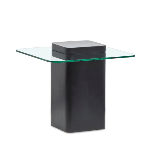 Donora Clear Glass And Obsidian Square End Table - T6388-01