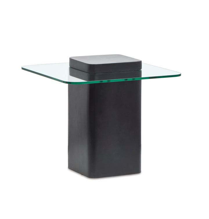 Donora Clear Glass And Obsidian Square End Table - T6388-01