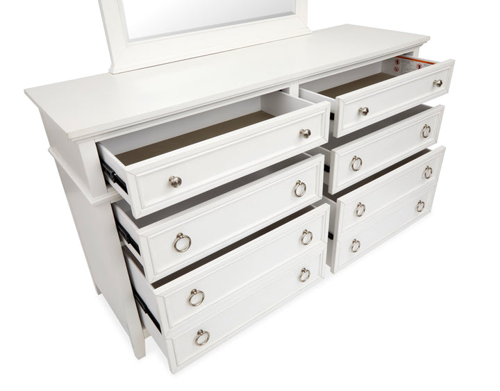 Juniper Hill Whisper White Double Drawer Dresser With Landscape Mirror - B6478-2240
