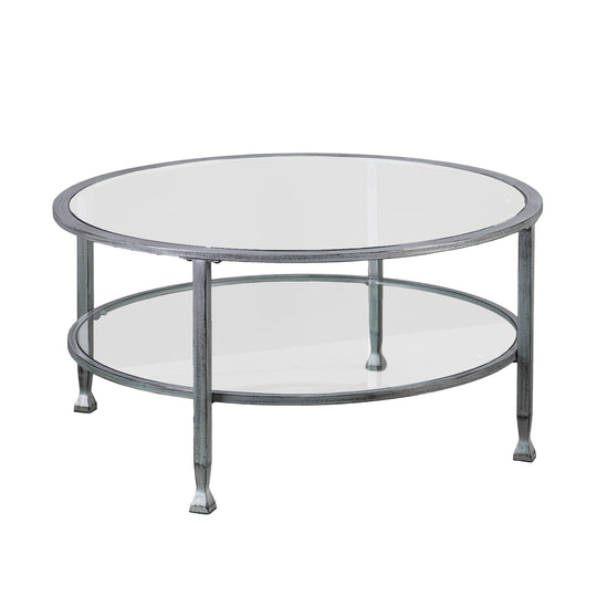 SEI Furniture Jaymes Metal/Glass Round Cocktail Table - Silver COFFEE TABLES