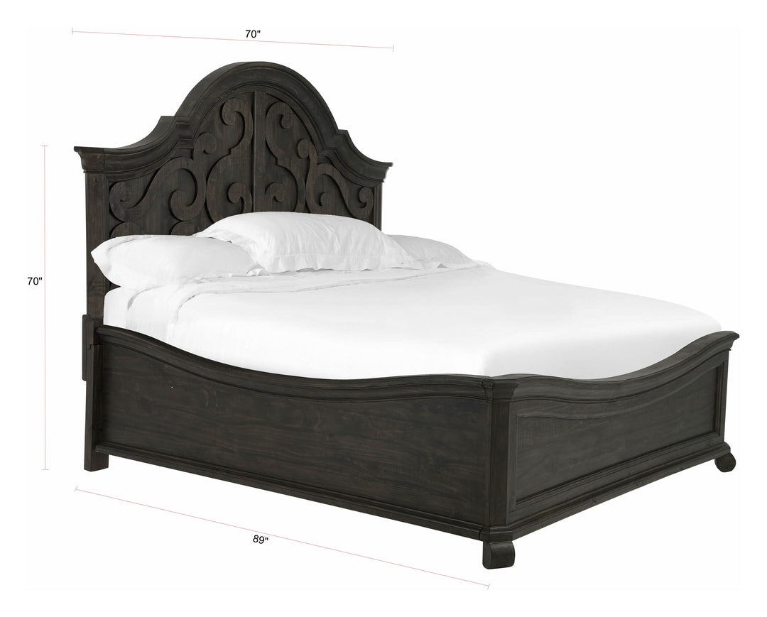 Bellamy Peppercorn Queen Shaped Panel Bed - B2491-55