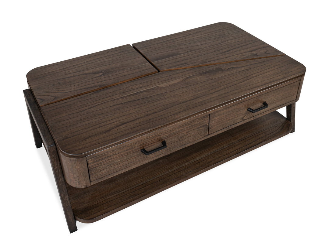 Hallie Milk Chocolate And Dark Chocolate Lift Top Storage Cocktail Table With Casters - T6355-50