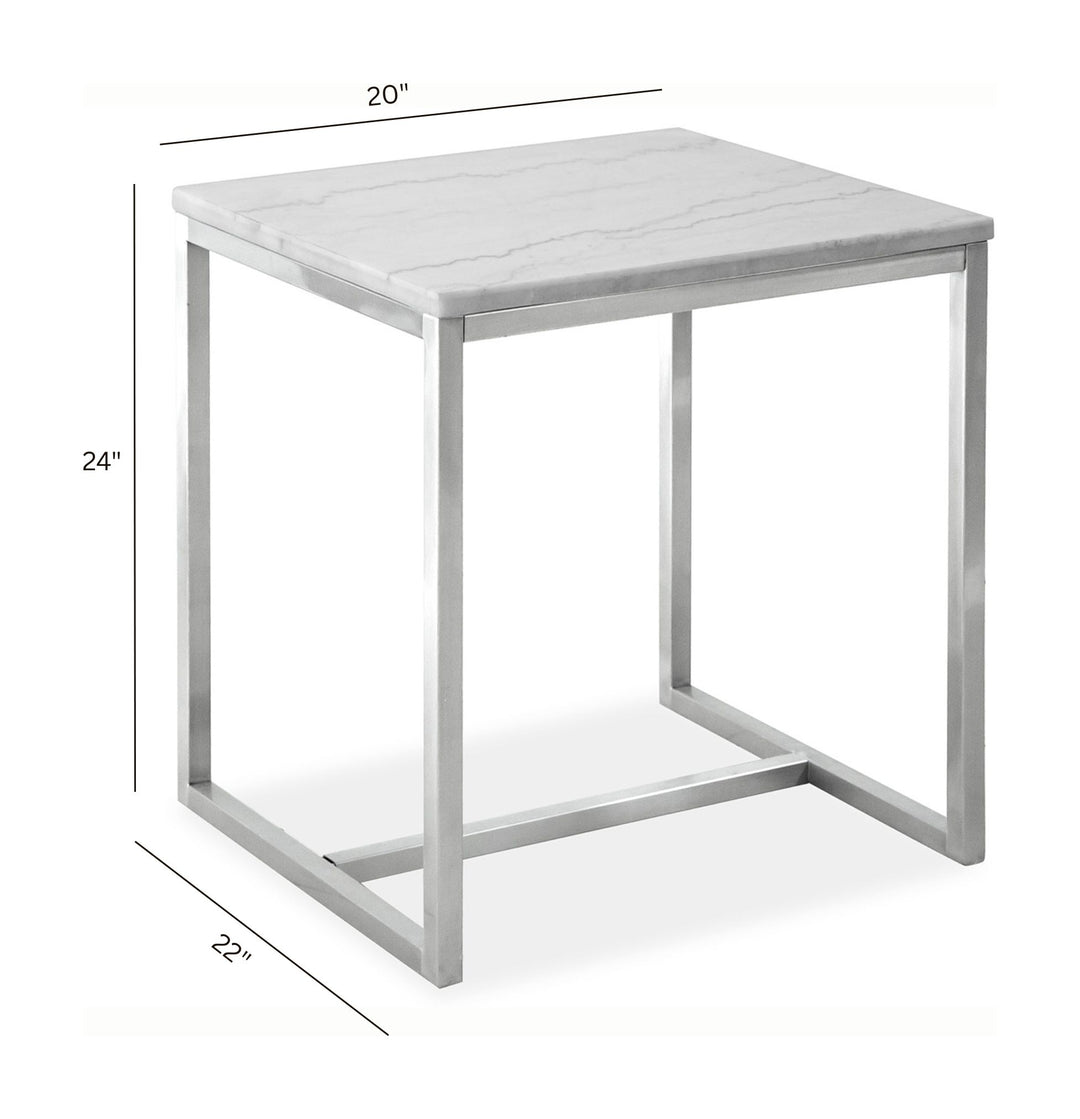 Esme White Marble And Brushed Nickel Rectangular End Table - T5763-03
