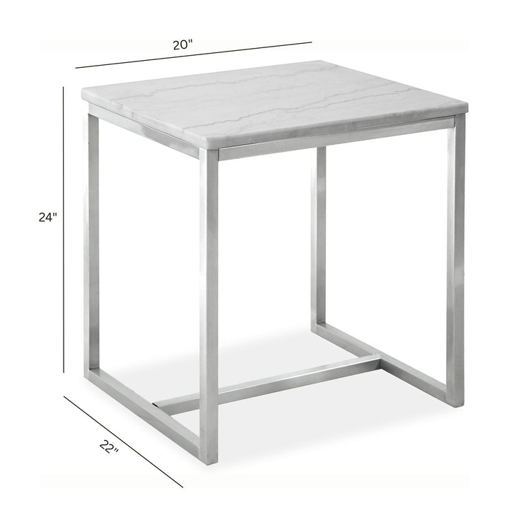 Esme White Marble And Brushed Nickel Rectangular End Table - T5763-03