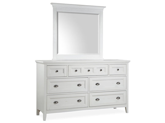 Heron Cove Chalk White And Dovetail Grey Drawer Dresser With Landscape Mirror - B4400-2040