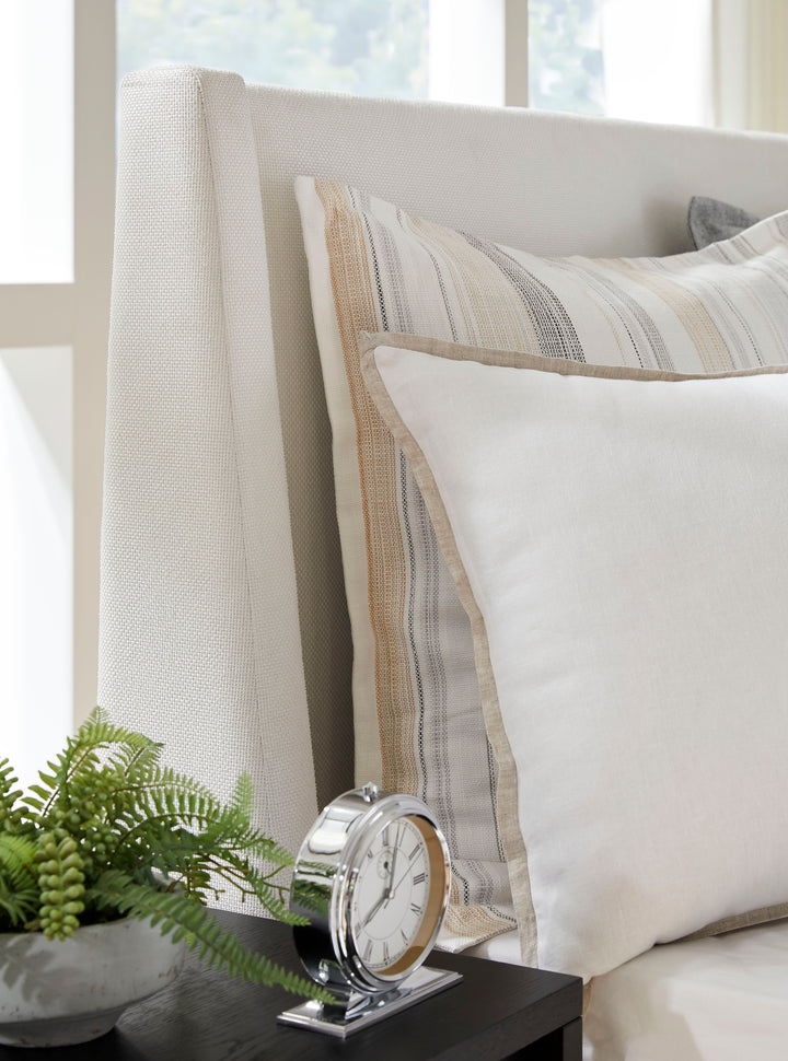 Lindon Belgian Wheat And Coffee Bean King White Upholstered Island Bed - B5570-60W
