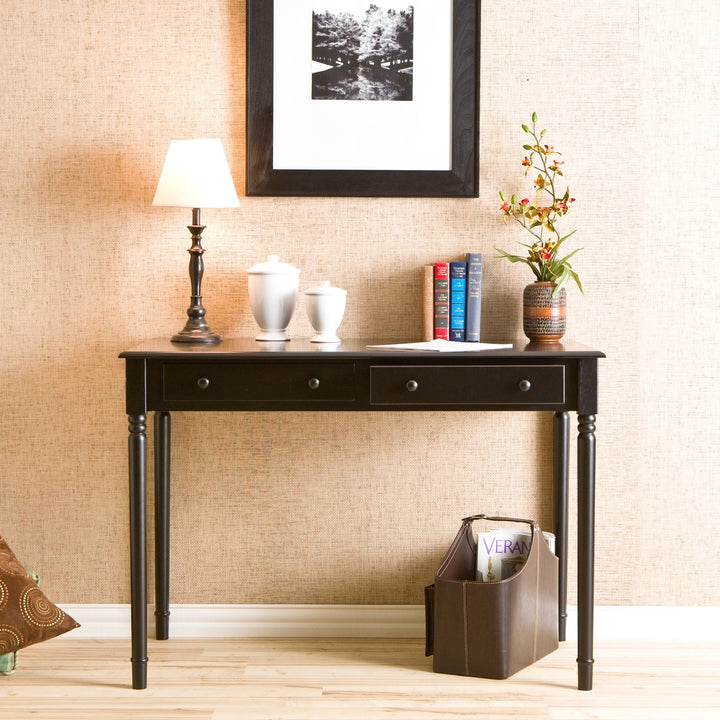American Home Furniture | SEI Furniture - Writing 2-Drawer Desk – Satin Black