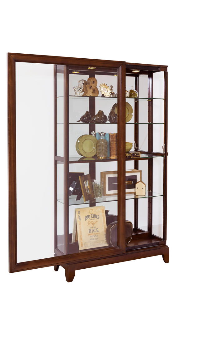 Curios Chocolate Cherry Sliding Door 5 Shelf Curio Cabinet - 20661