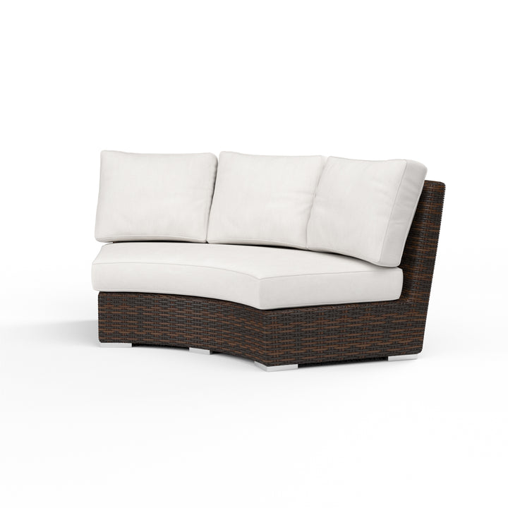 American Home Furniture | Sunset West - Montecito Curved Loveseat in Canvas Flax w/ Self Welt