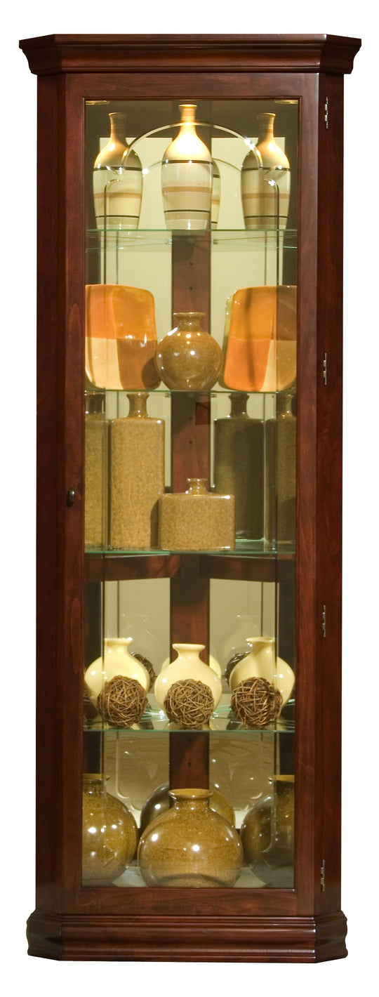 Curios Victorian Brown Mirrored 4 Shelf Corner Curio Cabinet - 20205