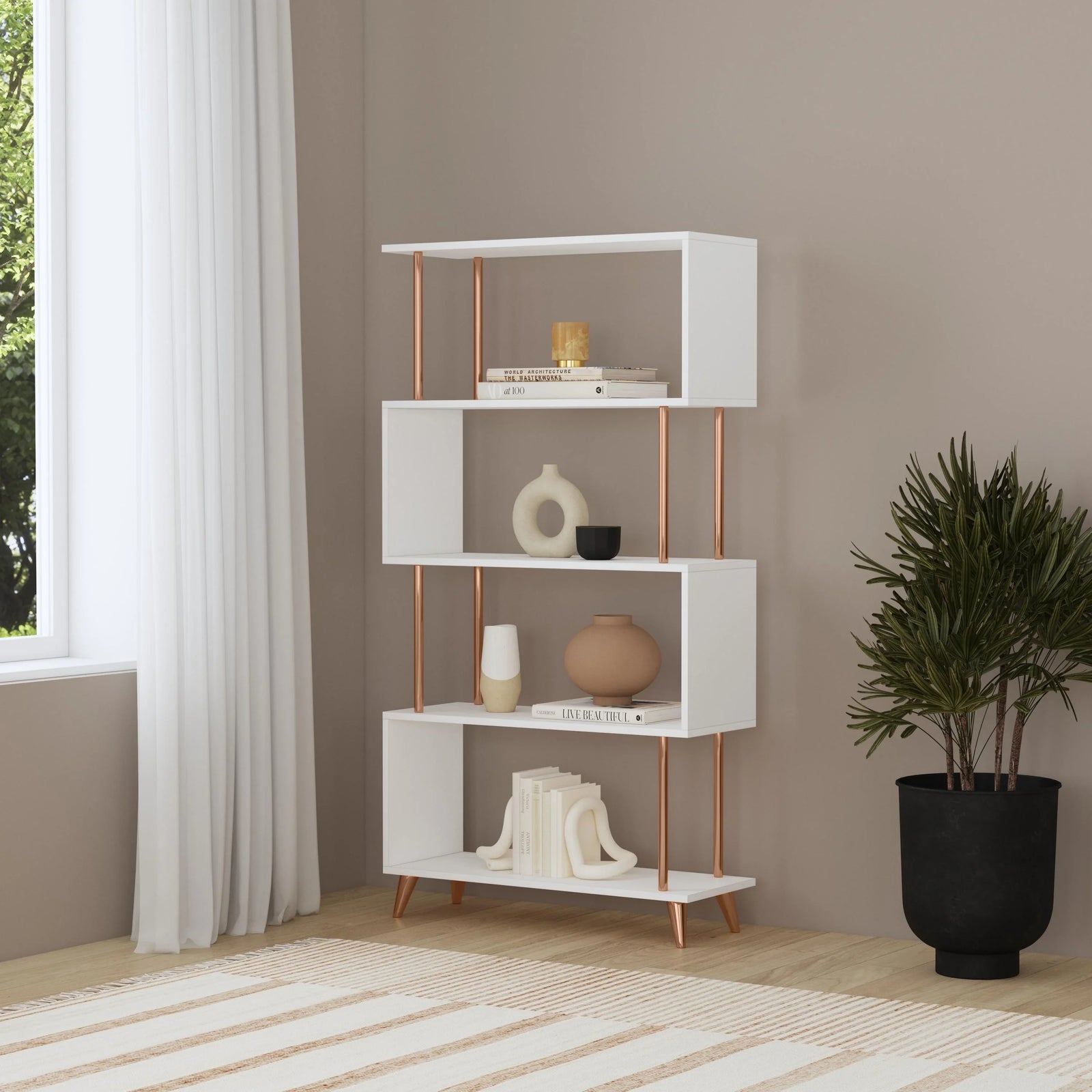 SEI Furniture Beckerman Asymmetrical Etagere BOOKCASES + SHELVES