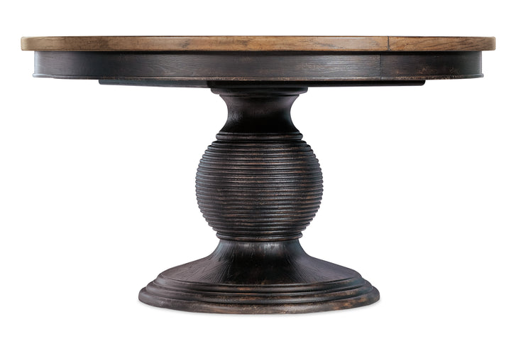 American Home Furniture | Hooker Furniture - Americana Round Pedestal Dining Table w/1-22in leaf - Molasses