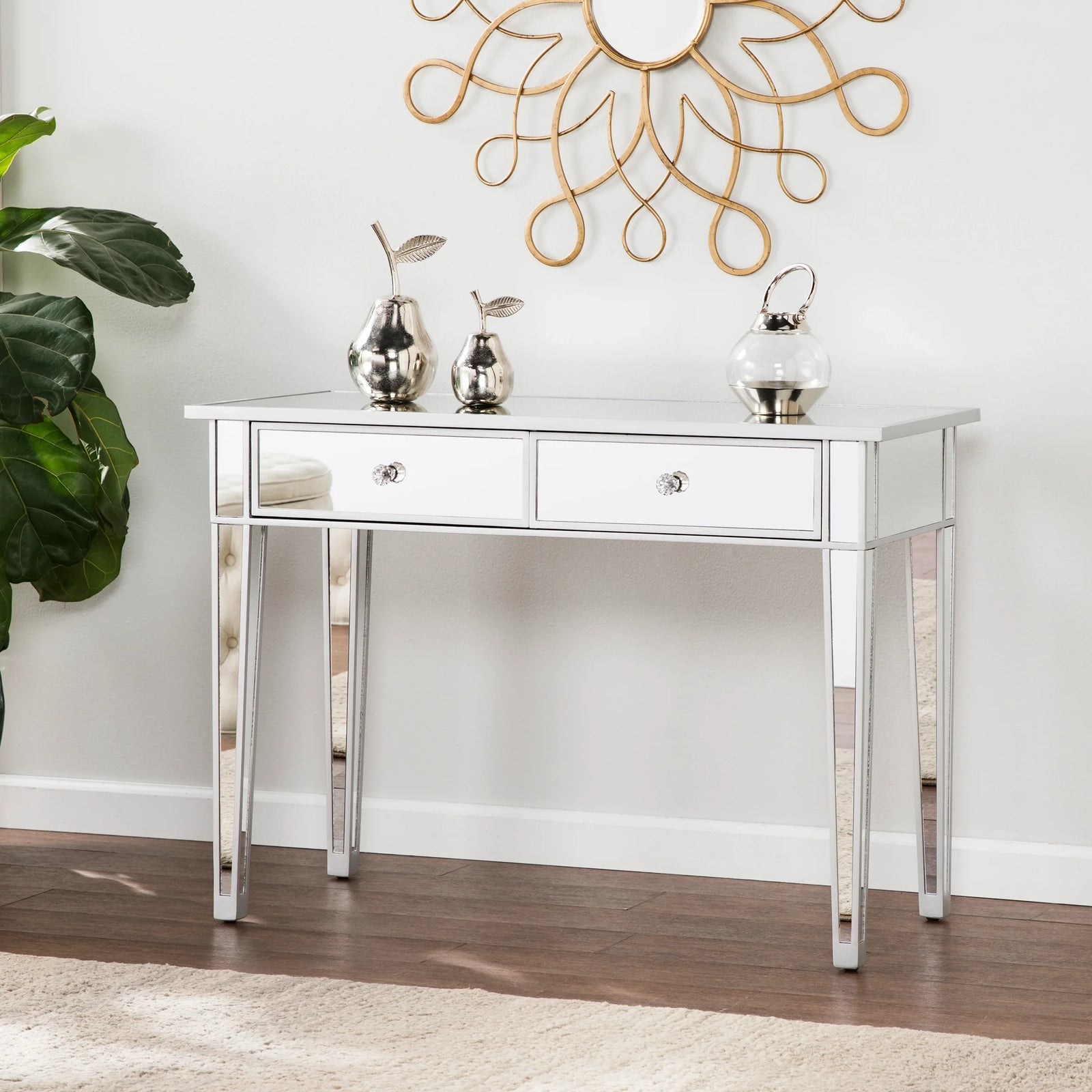 SEI Furniture Mirage Mirrored 2-Drawer Console Table CONSOLE TABLES