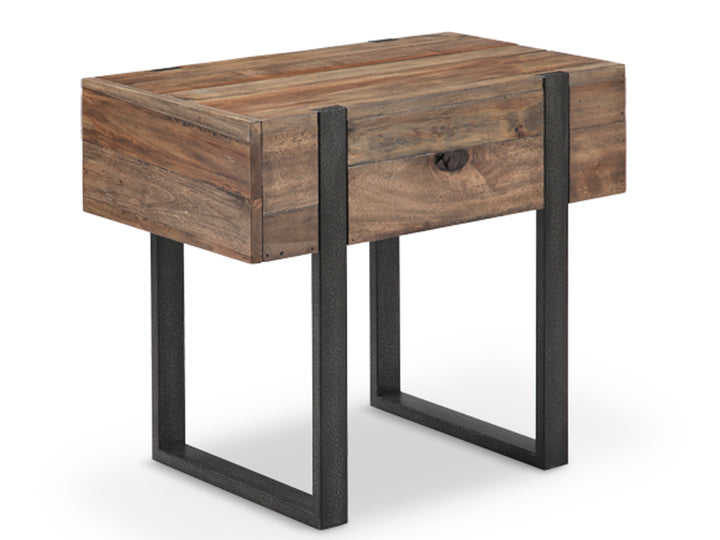 Prescott Rustic Honey And Distressed Iron Chairside End Table - T4344-10
