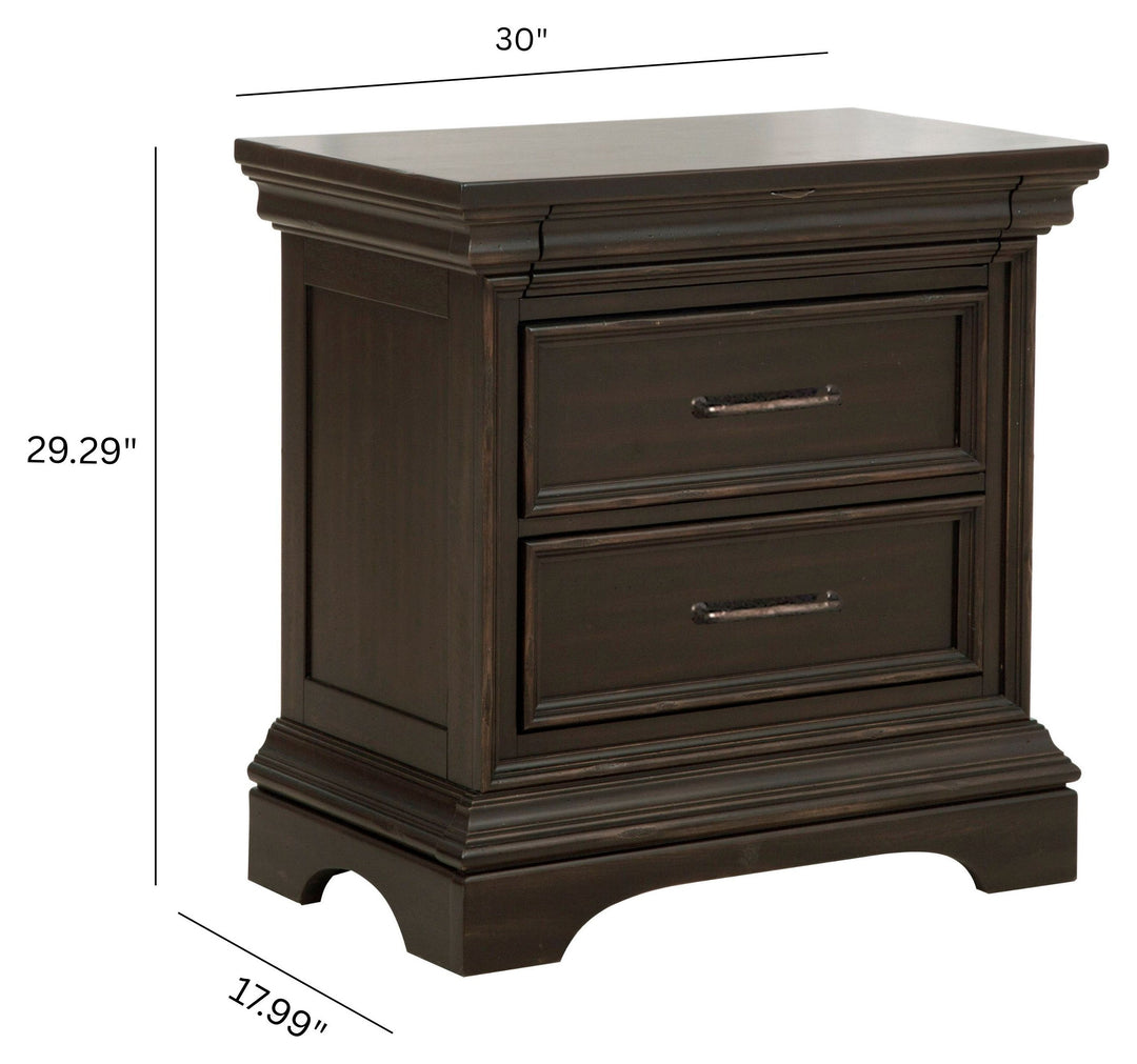 Caldwell Smoked Molasses 2 Drawer Nightstand - P012140