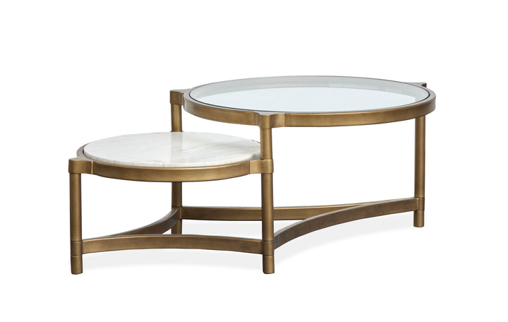Cassidy Aged Brass And Volakas Classic Shaped Cocktail Table - T6357-62