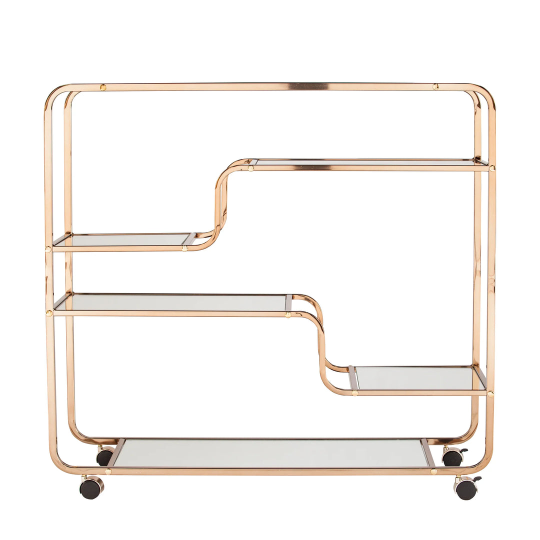 Maylynn Art Deco Mirrored Bar Cart - AmericanHomeFurniture
