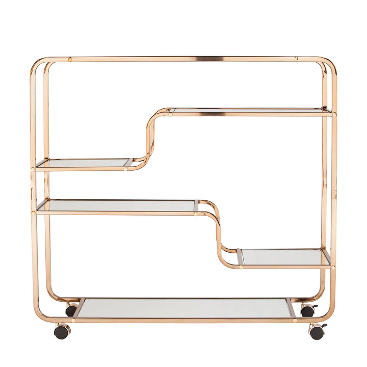 Maylynn Art Deco Mirrored Bar Cart - AmericanHomeFurniture