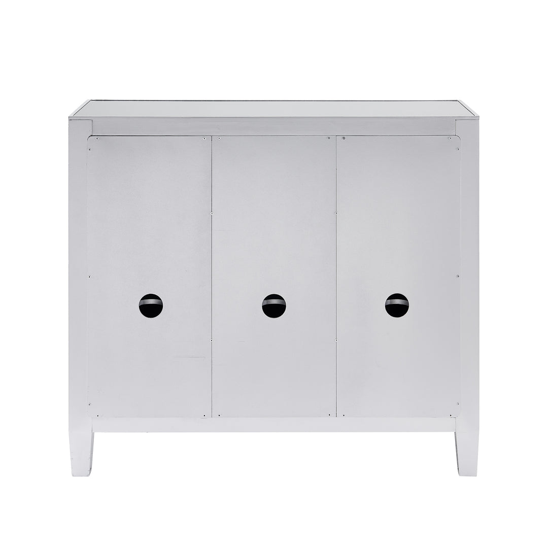 American Home Furniture | SEI Furniture - Mirage 3-Door Mirrored Cabinet