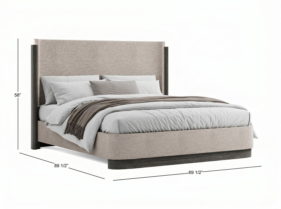 Keaton Black Queen Upholstered Panel Bed - B6614-55