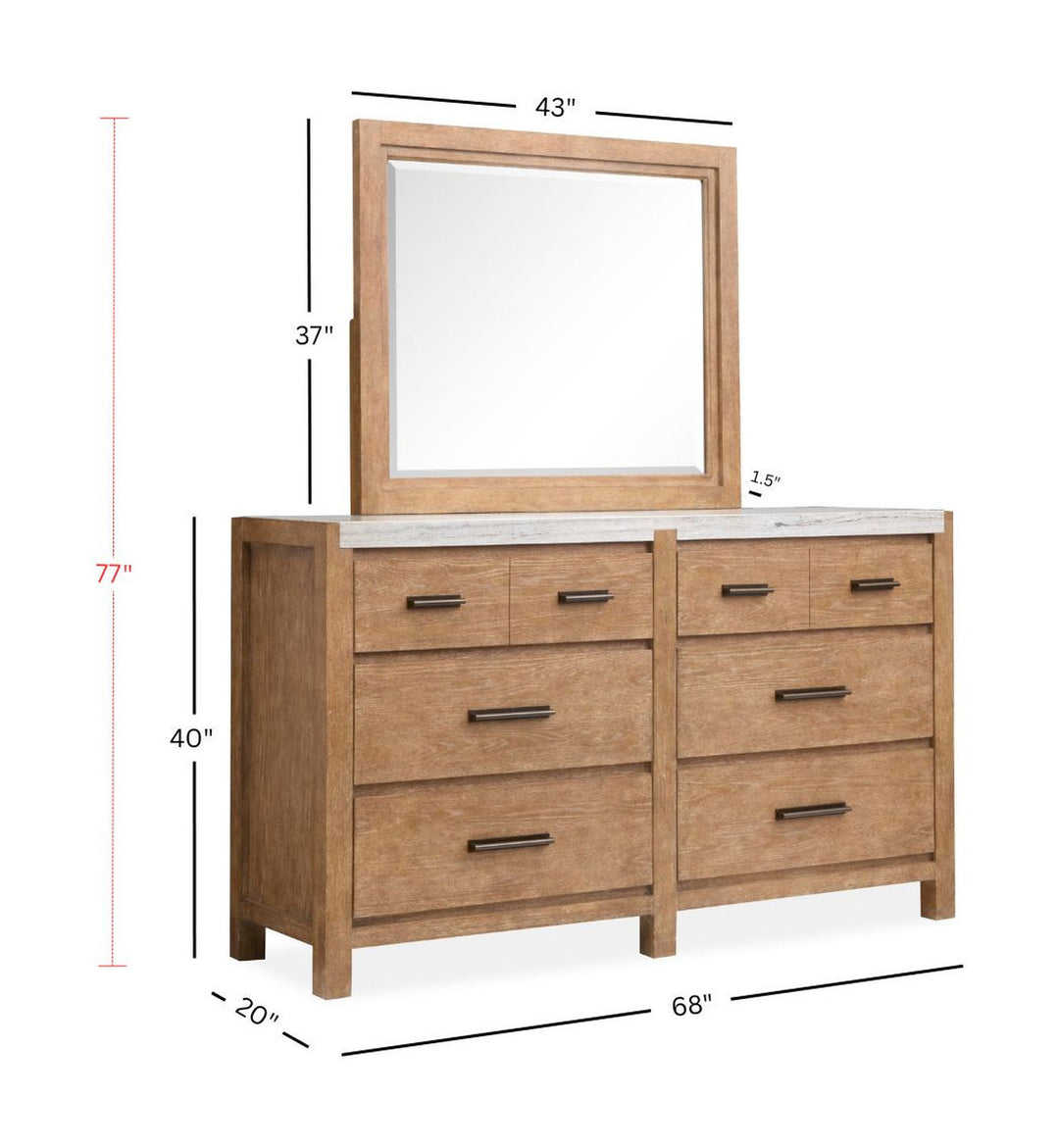 Plum Creek Sierra Brown Drawer Dresser With Landscape Mirror - B5768-2040