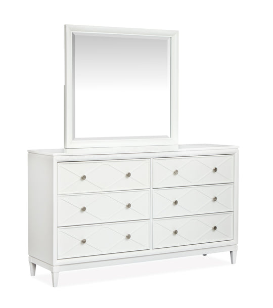 Springhouse Whisper White Double Drawer Dresser With Landscape Mirror - B5993-2240