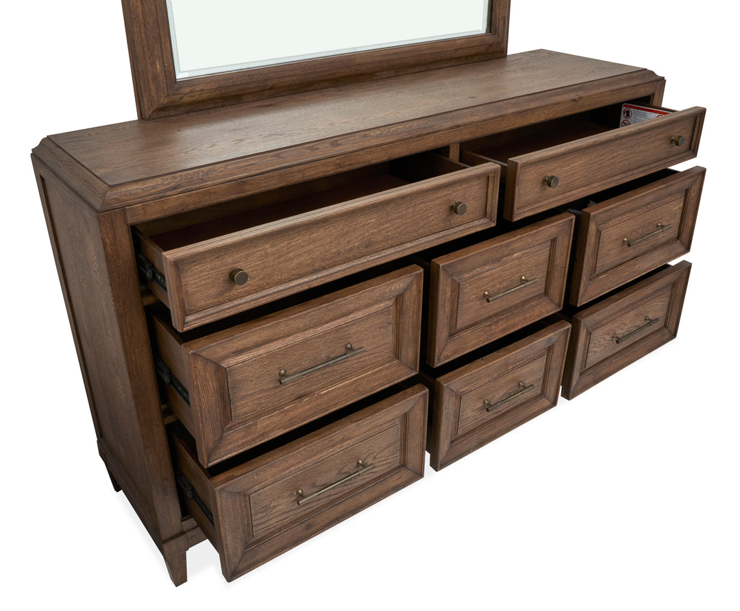 Groveland Park Antique Coffee Drawer Dresser With Landscape Mirror - B6532-2040