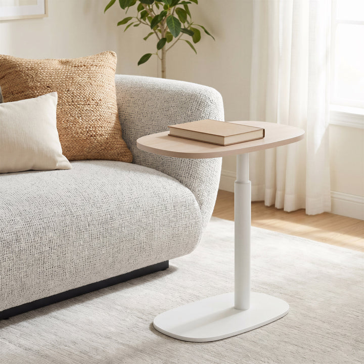 Buddy Adjustable Rotating Side Table Natural & White - 111127