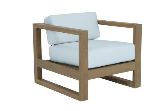 Coastal Teak Club Chair in Canvas Skyline, No Welt