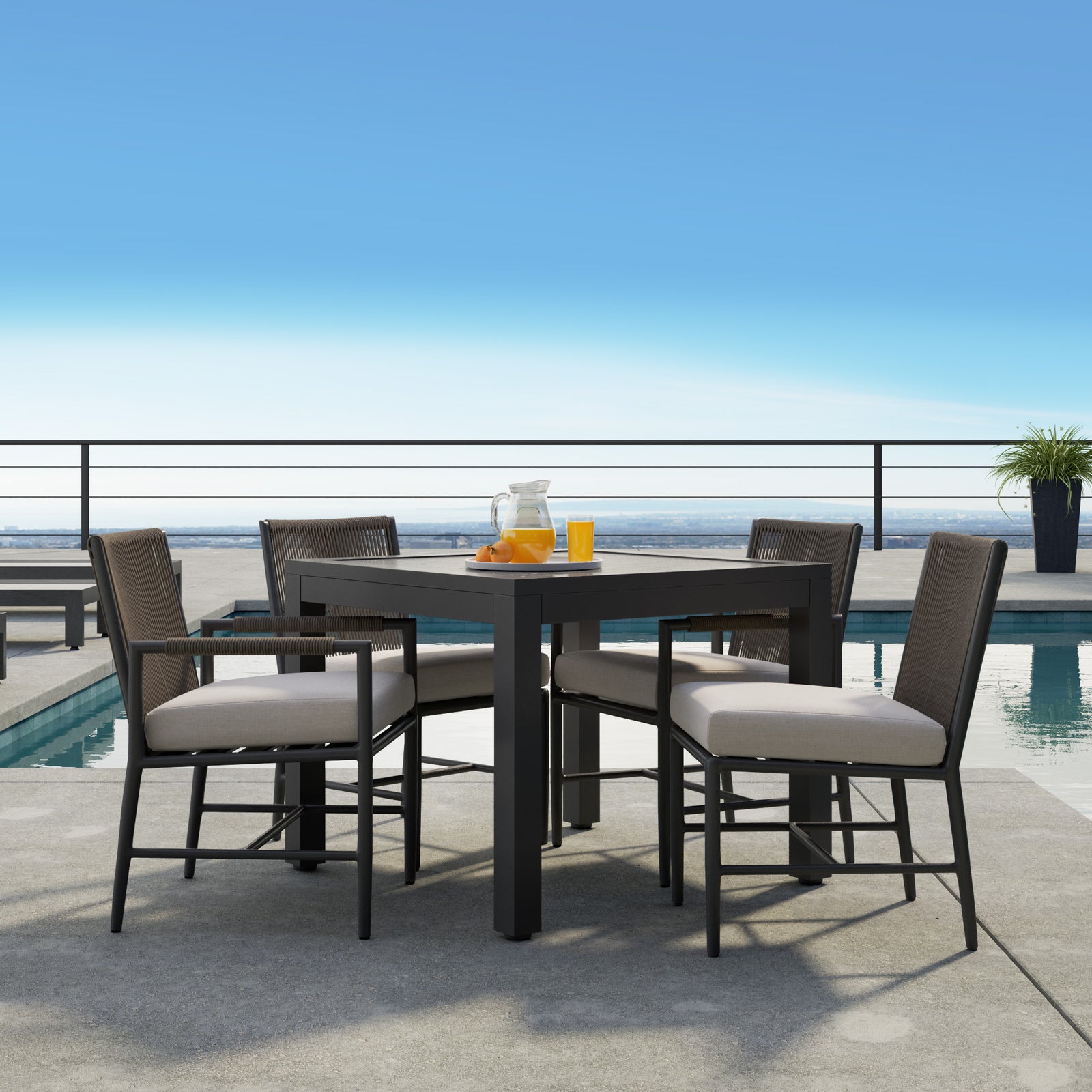 Pietra Armless Dining Chair in Dupione Celeste, No Welt