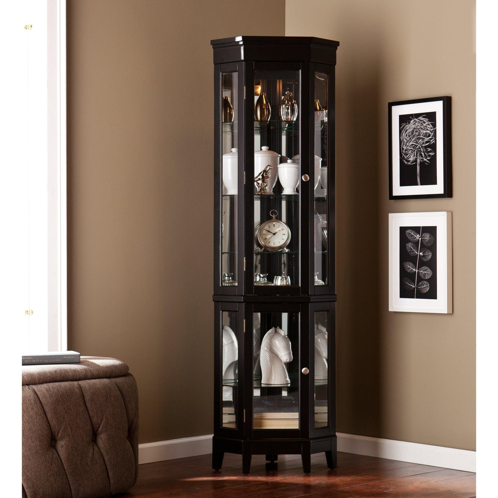 SEI Furniture Essex Corner Curio Cabinet CABINETS