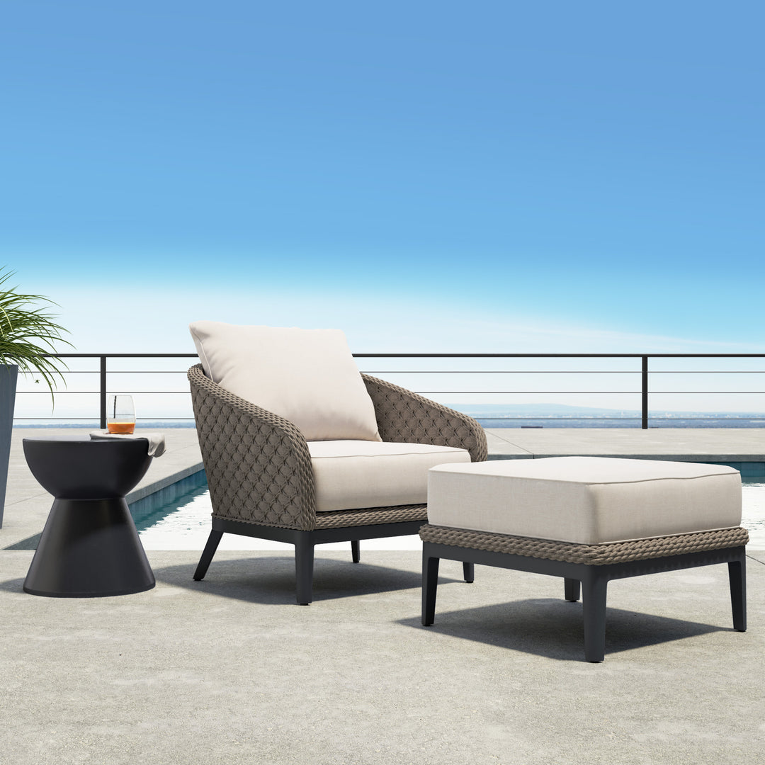 Marbella Club Chair in Dupione Celeste, No Welt
