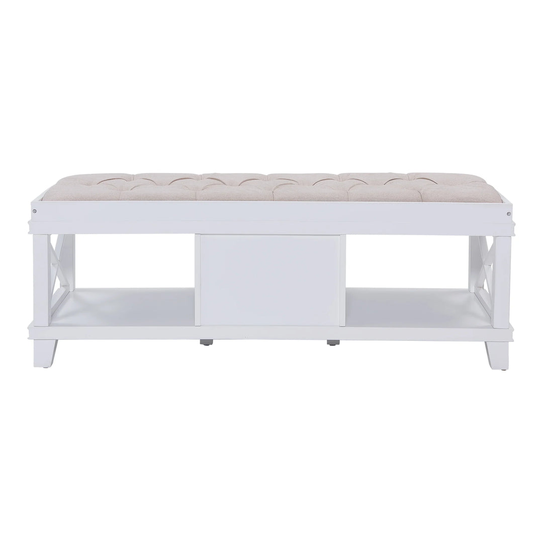 Wyndcliff White Upholstered Storage Bench - AmericanHomeFurniture