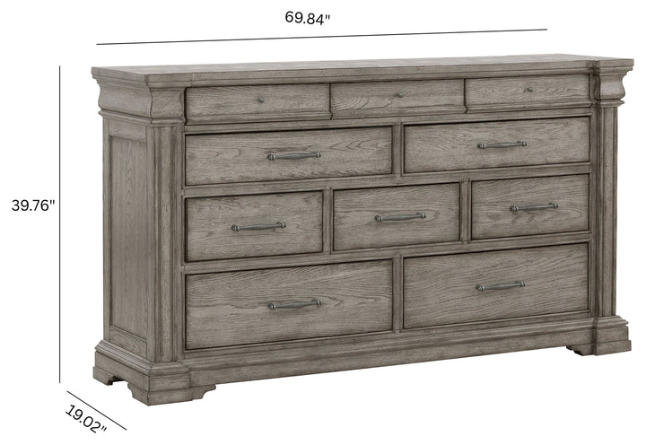 Madison Ridge Heritage Taupe 10 Drawer Dresser - P091100