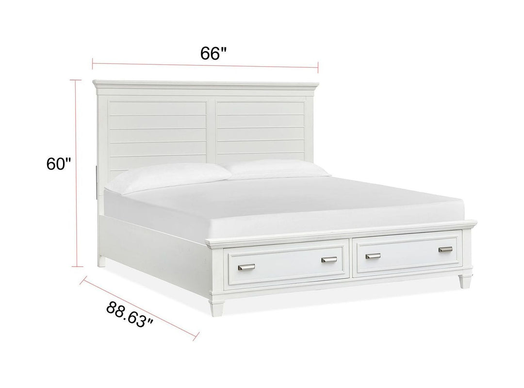 Charleston White Dove Queen White Panel Storage Bed - B5611-55WH