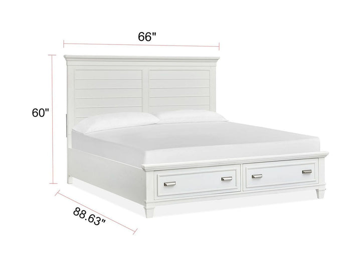 Charleston White Dove Queen White Panel Storage Bed - B5611-55WH