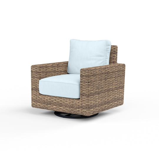Havana Swivel Club Rocker in Canvas Skyline w/ Self Welt
