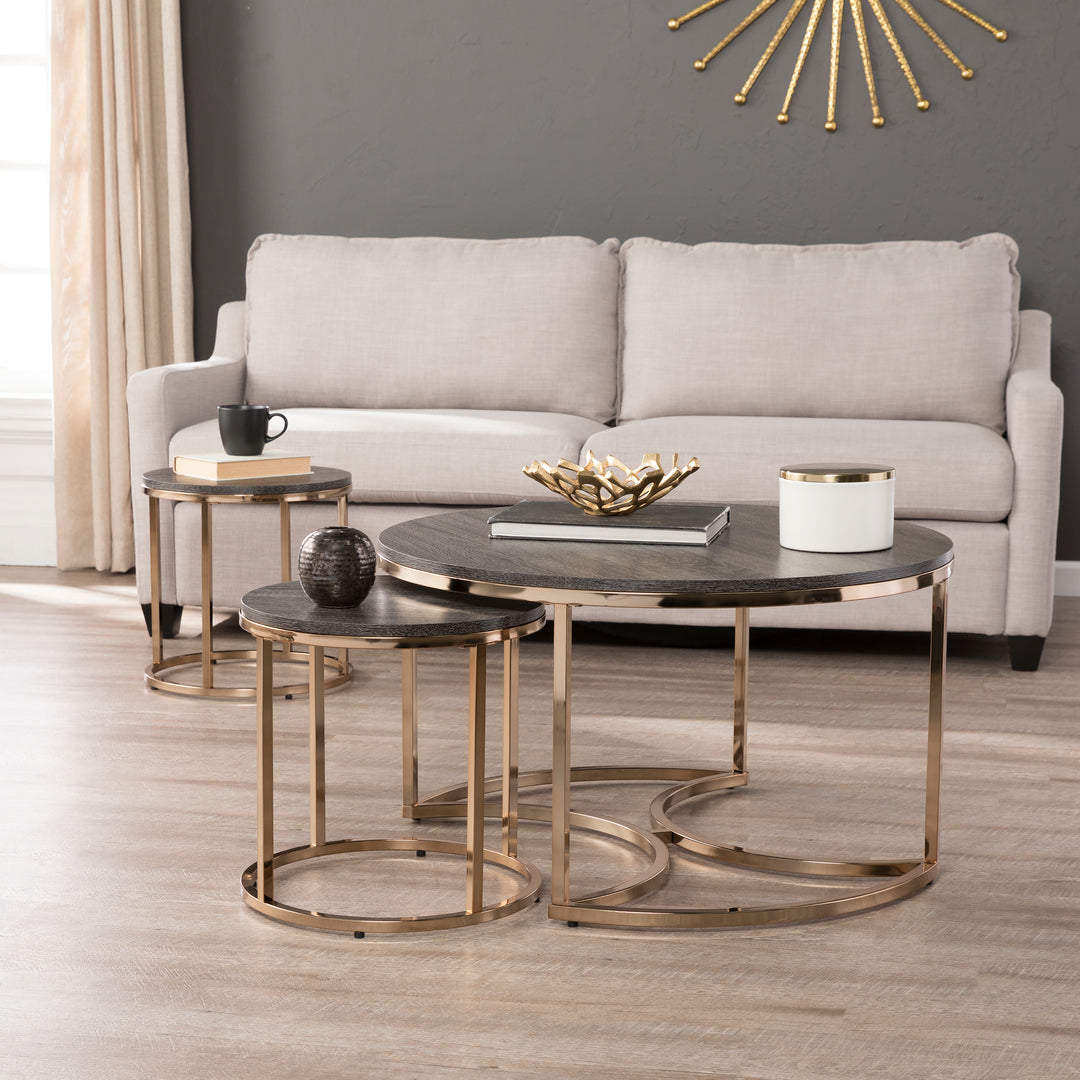 American Home Furniture | SEI Furniture - Lachlan Round Nesting Coffee Tables – 3pc Set