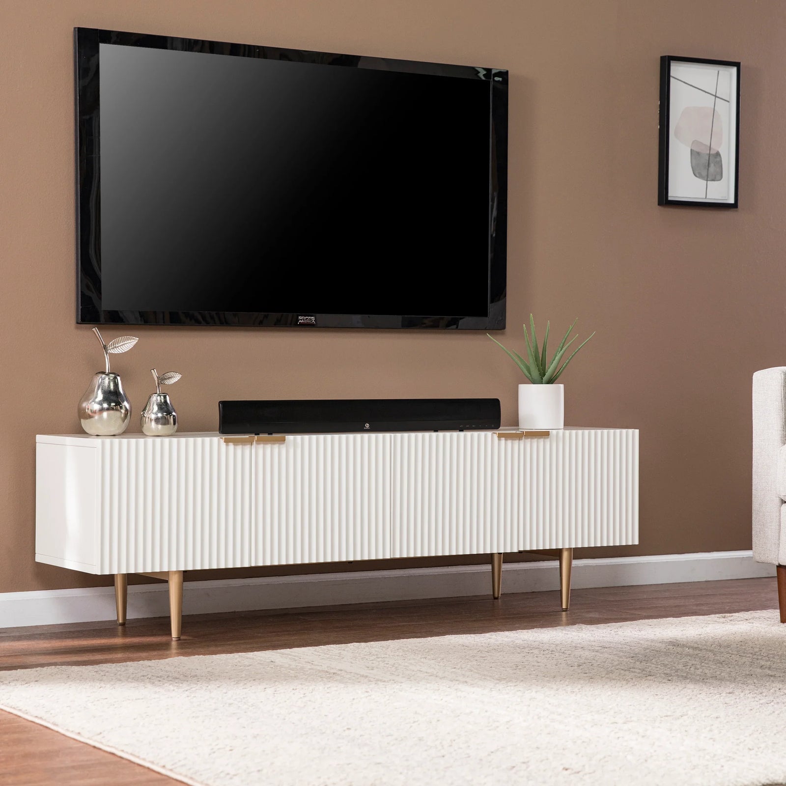 SEI Furniture Pilston 4-Door Media Console MEDIA + TV STANDS