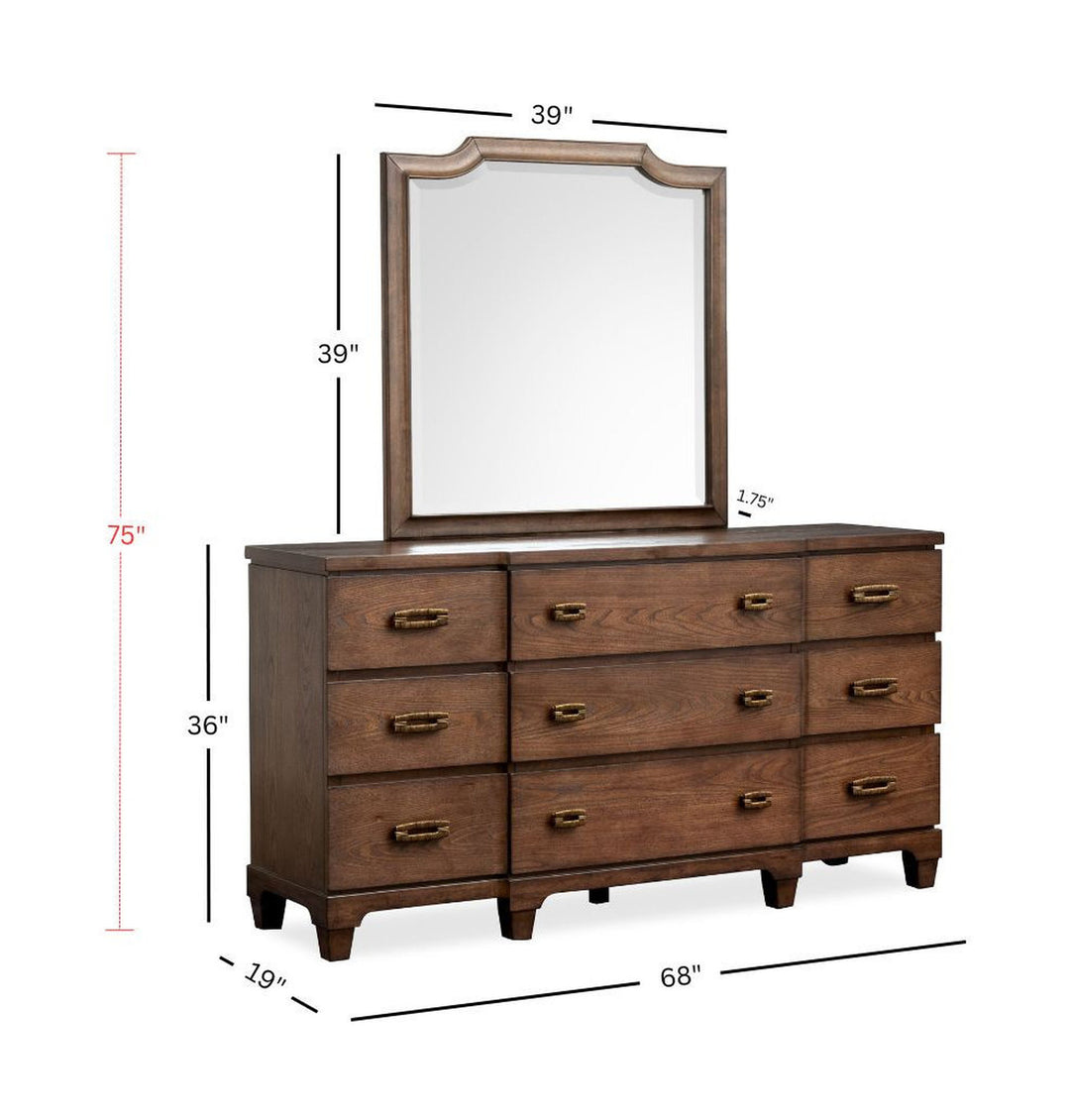 Sugar Mill Spiced Rum Drawer Dresser With Shaped Mirror - B5832-2045