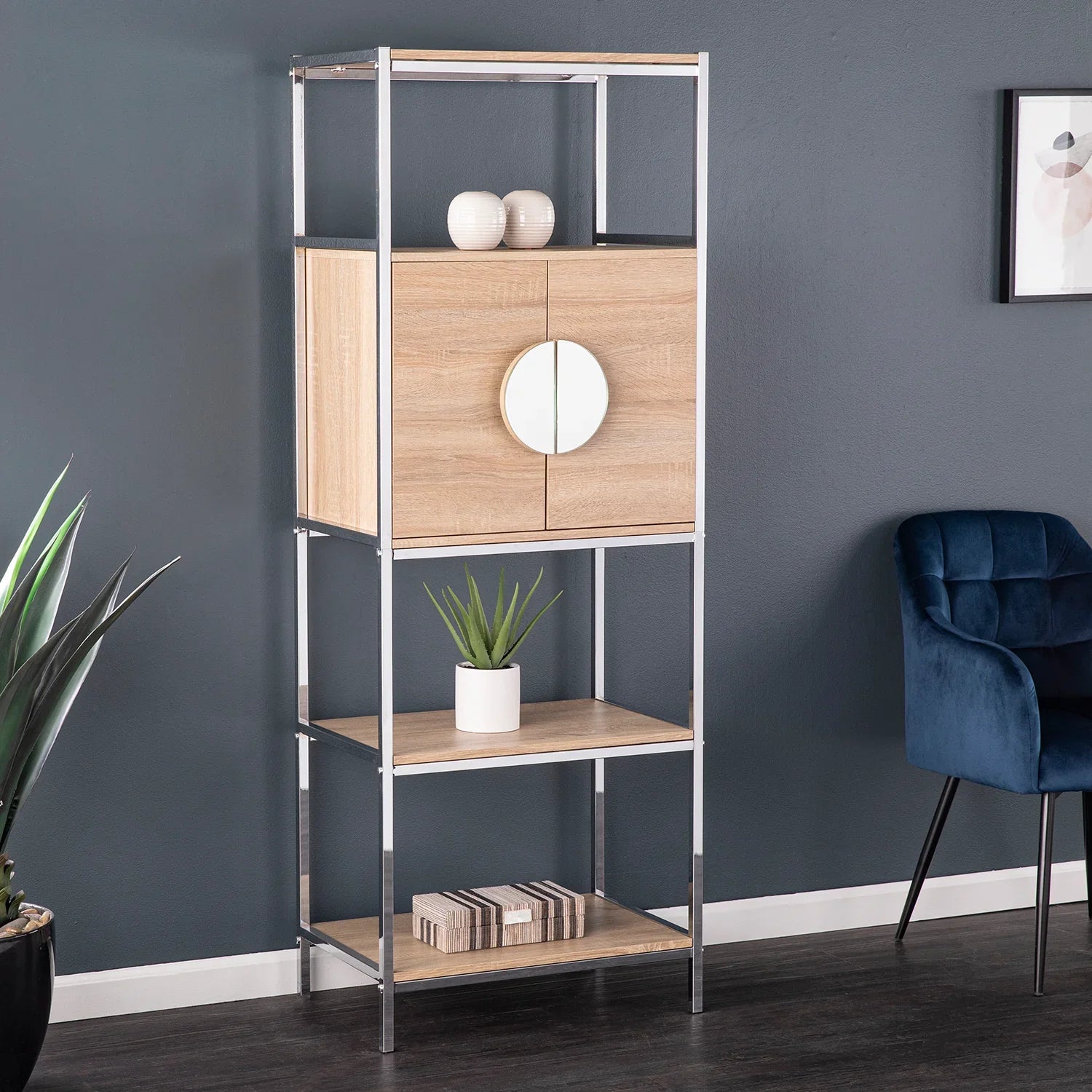 SEI Furniture Northdom Tall Bar Cabinet w/ Wine Storage BAR + BAR CARTS
