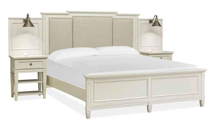 Willowbrook Egg Shell White King Upholstered Wall Panel Bed - B5324-65B