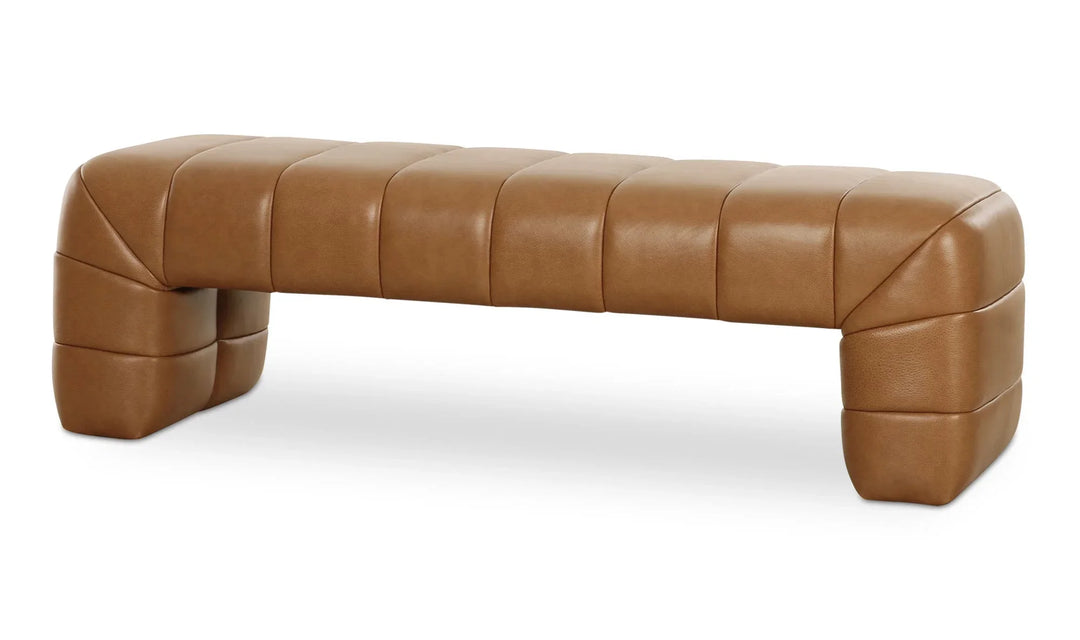 Verity Bench Tan Leather - AmericanHomeFurniture