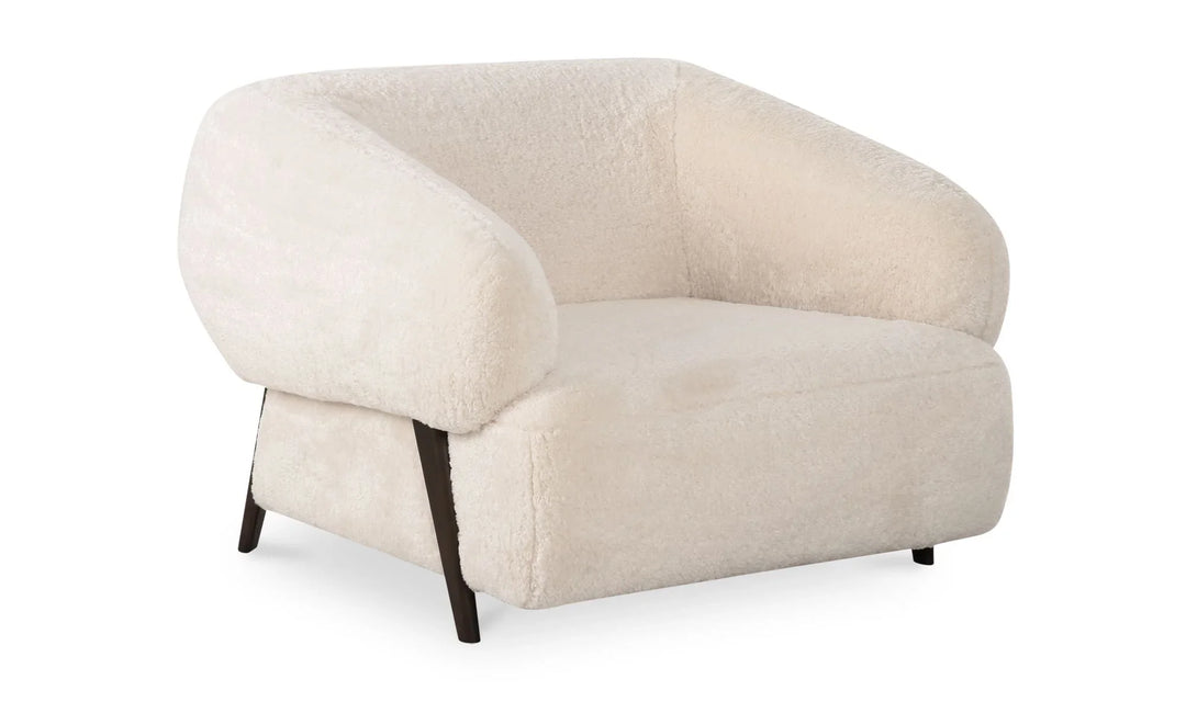 Devlin Lounge Chair Cream Faux Fur - AmericanHomeFurniture