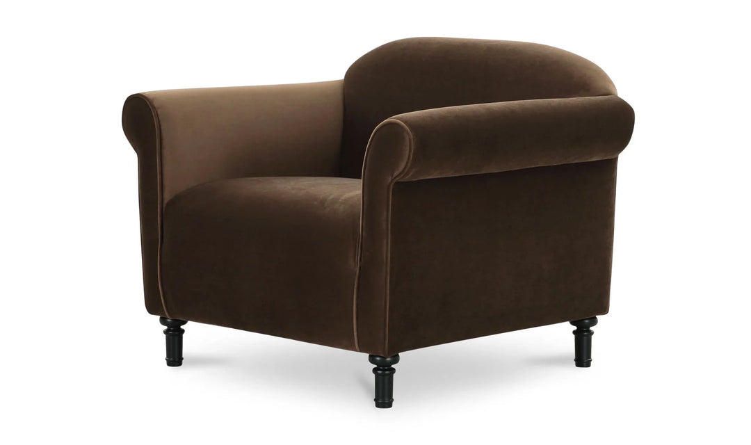 Harmony Accent Chair Dark Brown Faux Mohair - AmericanHomeFurniture