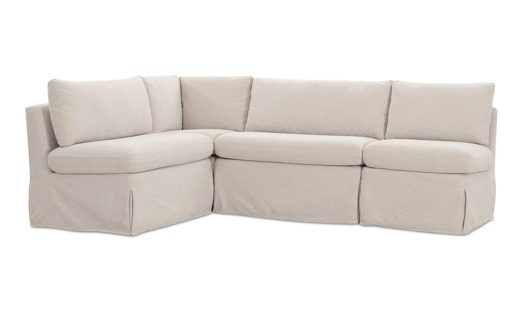 Fable Slipcover Dining Banquette L-Shape Beige 96In - AmericanHomeFurniture