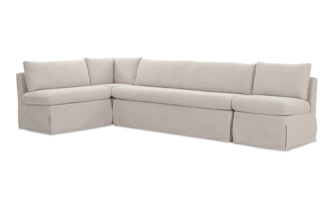 Fable Slipcover Dining Banquette L-Shape Beige 125.5In - AmericanHomeFurniture