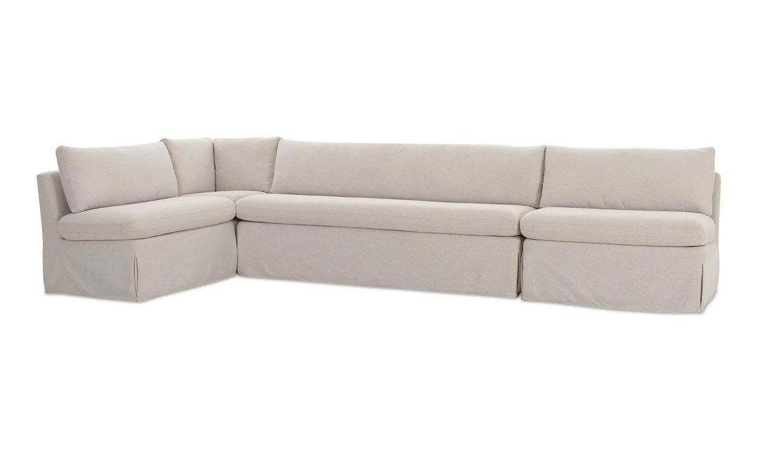 Fable Slipcover Dining Banquette L-Shape Beige 139.5In - AmericanHomeFurniture