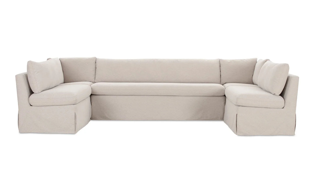 Fable Slipcover Dining Banquette U-Shape Beige 129In - AmericanHomeFurniture